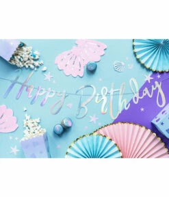 Letterslinger Happy Birthday Holografisch Rainbow - 16x62 Cm -Griezels Glans Winkel letterslinger happy birthday holografisch rainbow 2