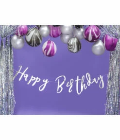 Letterslinger Happy Birthday Zilver - 16x62 Cm -Griezels Glans Winkel letterslinger happy birthday zilver 16x62 cm 2