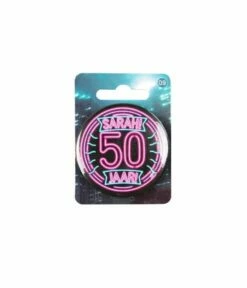 Neon Button 50 Jaar Sarah (5,5cm) -Griezels Glans Winkel neon button 50 jaar sarah 55cm 1