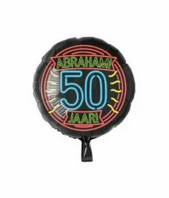Neon Folieballon Abraham 50 Jaar - 46cm