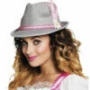 Oktoberfest Hoed Grijs Met Roze -Griezels Glans Winkel oktoberfest hoed grijs met roze