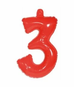Opblaascijfer 3 Rood