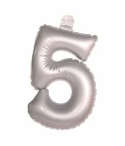 Opblaascijfer 5 Zilver