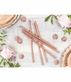 Papieren Rietjes Roségoud (20st) -Griezels Glans Winkel papieren rietjes rosegoud 20st 1