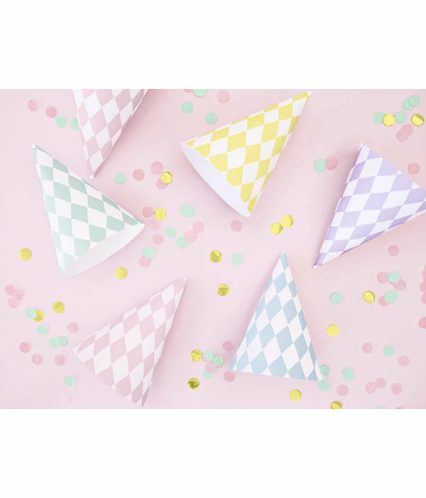 Partyhoedjes Pastel Print Mix (6st) 4 Partyhoedjes Pastel Print Mix (6st) - Afbeelding 2