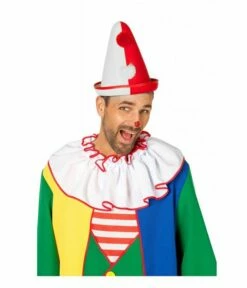 Pierrot Hoed Rood/wit