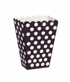Popcornbakjes Zwart Met Witte Stippen (8st)