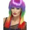 Rainbow Funky Pruik -Griezels Glans Winkel rainbow funky pruik