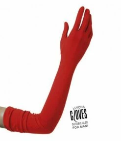 Rode Handschoenen Lycra - 60cm