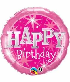 Roze Verjaardagsballon Happy Birthday 46cm