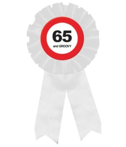 Rozet Verkeersbord 65 Jaar 'and Groovy'
