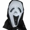 Scream Masker Met Zwarte Hoofdkap Casey -Griezels Glans Winkel scream masker met zwarte hoofdkap casey