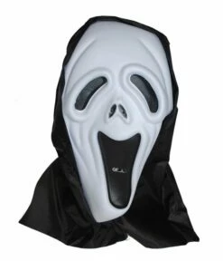 Scream Masker Met Zwarte Hoofdkap Casey