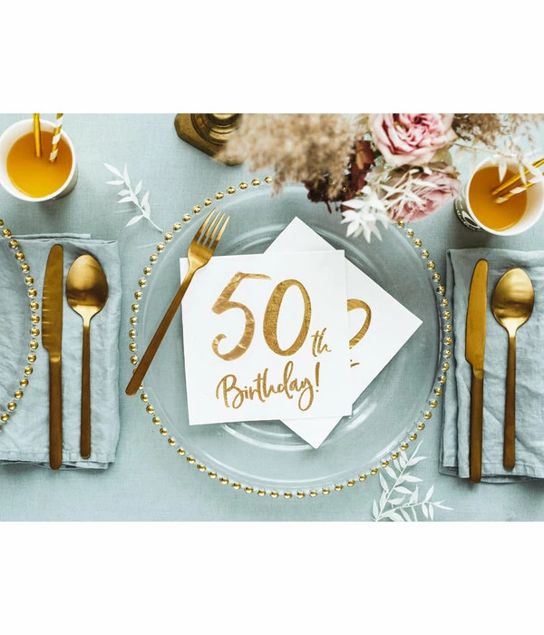 Servetten 50th Birthday Goud - 20 Stuks 4 Servetten 50th Birthday Goud - 20 Stuks - Afbeelding 2