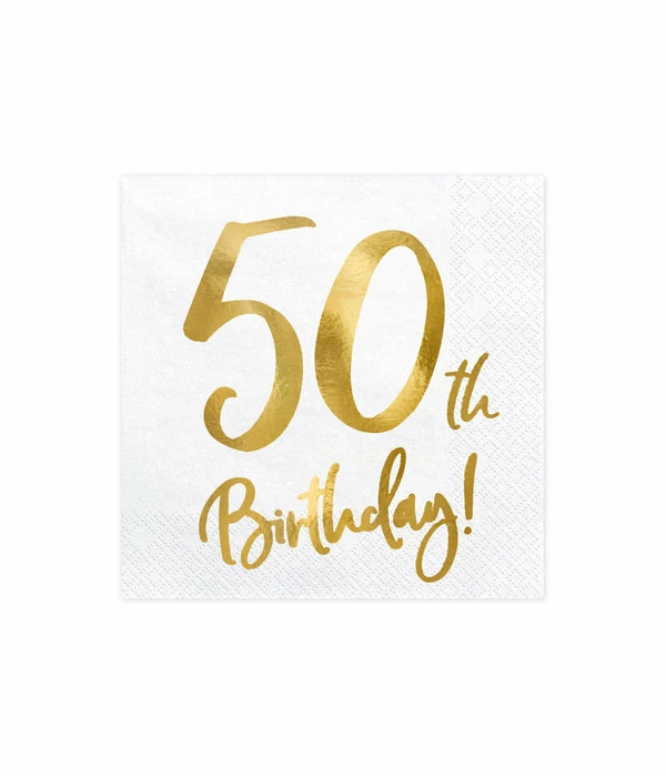Servetten 50th Birthday Goud - 20 Stuks 3 Servetten 50th Birthday Goud - 20 Stuks