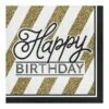Servetten Happy Birthday Zwart/Goud -Griezels Glans Winkel servetten happy birthday zwart goud