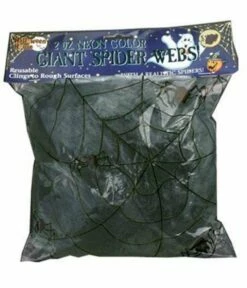 Spinneweb Zwart 50gr + 2 Glow In Dark Spinnen