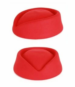 Stewardess Hoed Wolvilt Rood