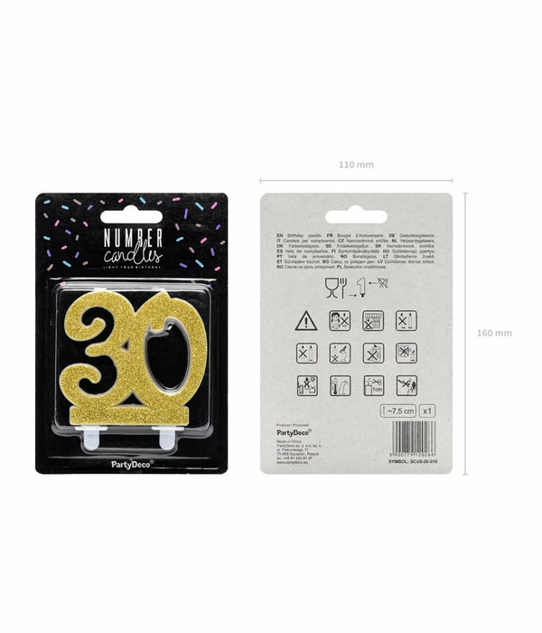 Taartkaars 30 Jaar Goud Glitter 4 Taartkaars 30 Jaar Goud Glitter - Afbeelding 2