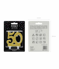 Griezels Glans Winkel -Griezels Glans Winkel taartkaars 50 jaar goud glitter 1