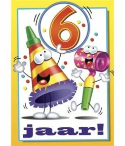 Verjaardagskaart 6 Jaar Feesttoeters