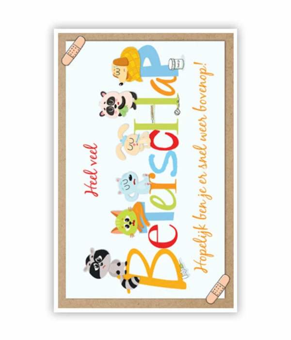 Wenskaart Beterschap Diertjes 3 Wenskaart Beterschap Diertjes