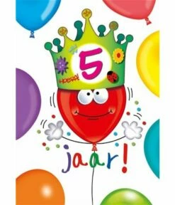 Wenskaart Hoera 5 Jaar Kroontje