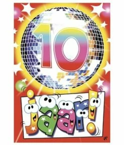 Wenskaart Verjaardag 10 Jaar Disco Party